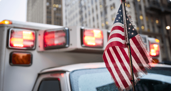 Ambulance with US flag