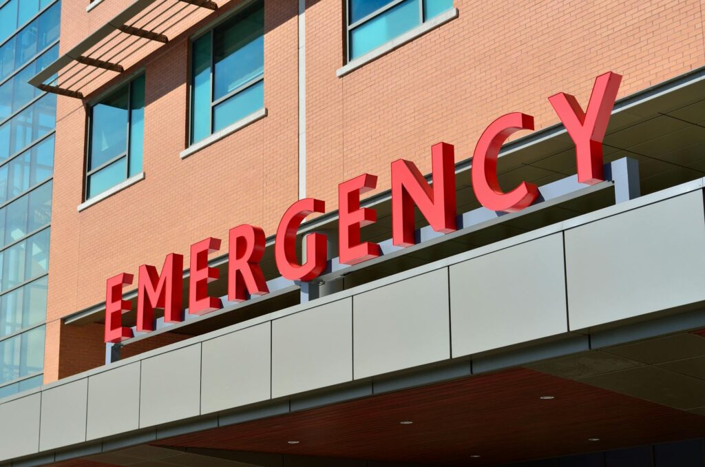 Exterior of a hospital emergency room