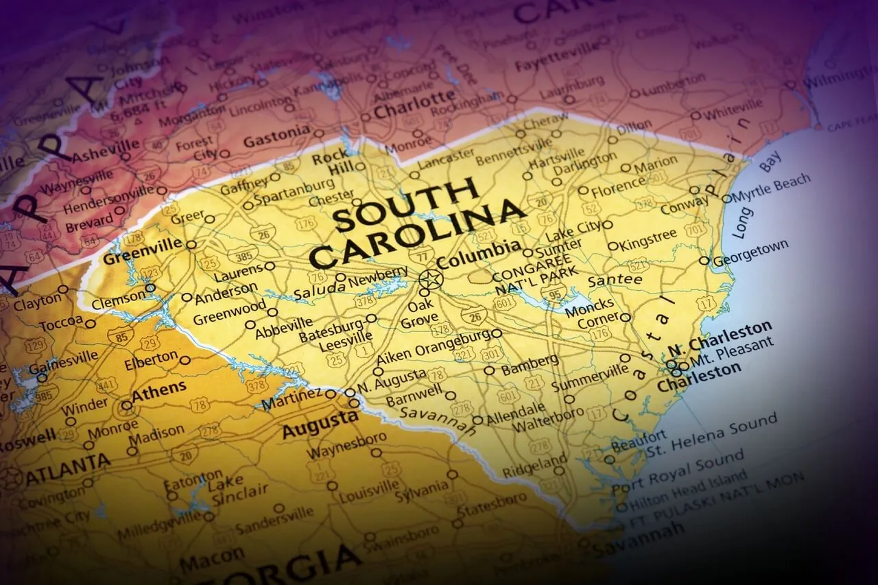 South Carolina personal injury service map